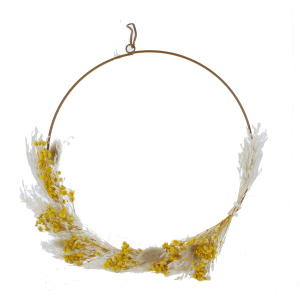 Dekohänger - Ring mit Trockenblumen - aus Metall - ca. 30 x 1 x 28 cm