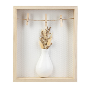 3D-Wandbild - Vase mit Trockenblumen - aus Holz und Keramik - ca. 24,5 x 4,5 x 29 cm