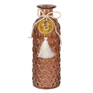 Vase mit Anhänger und Quaste - bordeaux - aus Glas - ca. 5,5 x 16,5 cm