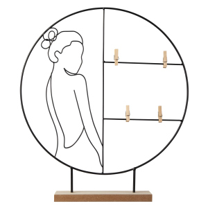 Bilderrahmen - Frauensilhouette rechtsblickend - aus Metall und Holz - ca. 35,5 x 7 x 40,5 cm