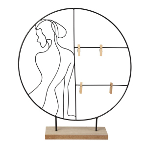 Bilderrahmen - Frauensilhouette linksblickend - aus Metall und Holz - ca. 35,5 x 7 x 40,5 cm
