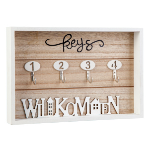 Schlüsselkasten - Willkommen - aus Holz - ca. 30 x 3,5 x 20 cm