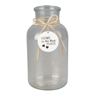 Vase - Home is the best place - aus Glas - ca. 10 x 20 cm