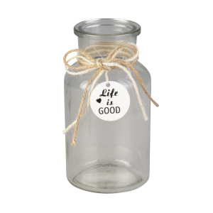 Vase - Life is good -  aus Glas - ca. 6,5 x 12,5 cm