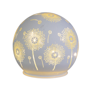 LED Kugel - Pusteblumen - aus Glas - ca. 12 x 11 cm