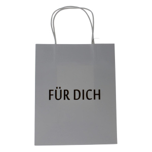 Geschenktasche mit Text weiß/gold - aus Papier - 20x11x25 cm - 1 Stück