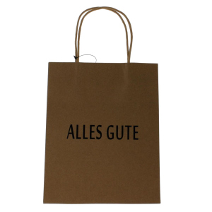 Geschenktasche mit Text braun/schwarz - aus Papier - 20x11x25 cm - 1 Stück