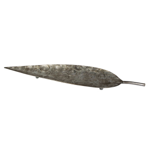 Dekoschale - Blatt - silber - aus Metall - ca. 90 x 22 x 4,5 cm