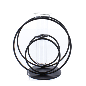 Vase - Reagenzgläser in Ständer - aus Metall und Glas - ca. 12,5 x 8 x 13,5 cm