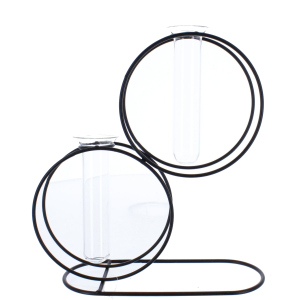 Doppelvase - 2 Reagenzgläser in Metallständer - ca. 22 x 7 x 21 cm