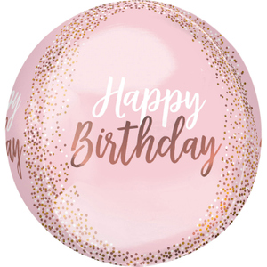Partyfolienballon - Rosa Gold - Happy Birthday - Ø ca. 38 cm