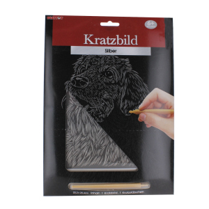 Besttoy - Kratzbild - Hund - Silber
