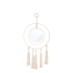 Dekohänger - mit Spiegel - aus Bambus und Textil - ca. 30 x 65 cm