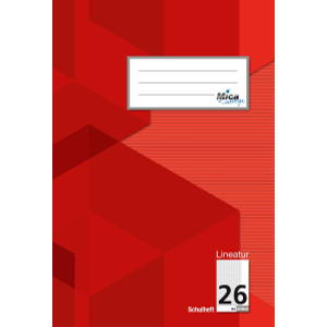 Doppelheft A4 - Lineatur 26 - kariert mit Rand - 32 Blatt