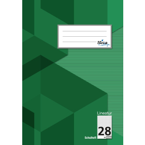 Schulheft A4 - Lineatur 28 - kariert mit Doppelrand - 16 Blatt 