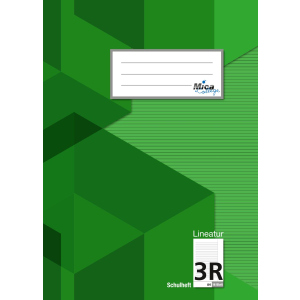 Schulheft A4 - Lineatur 3R - liniert mit Rand - 16 Blatt
