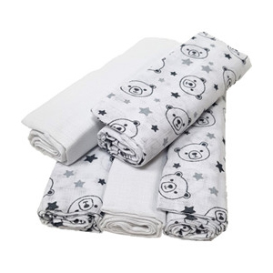 Mulltücher - aus Baumwolle - 70 x 70 cm - 5 Stück - Bärchen