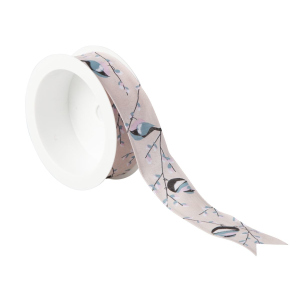 Dekoband - Vögel und Zweige - ca. 250 x 2,5 cm - rosa