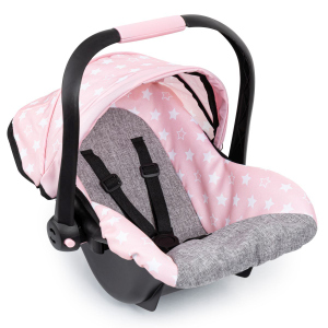 Puppen-Autositz - rosa/grau mit Sternchen