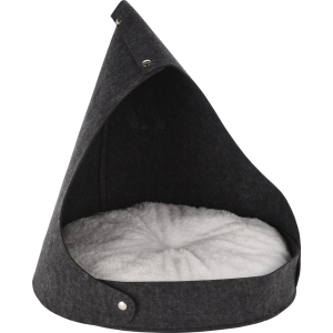 Katzenlounge Zelt - mit 2 Kissen - grau/schwarz - ca. 50 x 50 x 55 cm