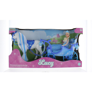 Besttoy - Prinzessinnenkutsche - blau - mit Pferd und Modepuppe
