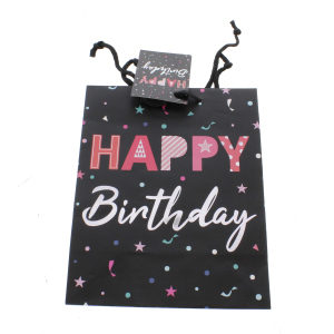 Geschenktasche Happy Birthday - ca. 17,5 x 9,5 x 23 cm