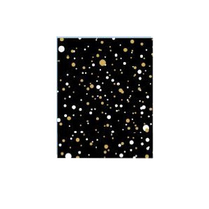 Geschenktasche Punkte - schwarz/gold/weiß - ca. 26 x 12,5 x 32 cm