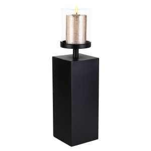 Windlichtsäule schwarz - ca. 10 x 10 x 33/43 cm