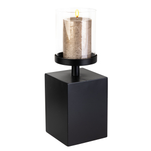Windlichtsäule schwarz - ca. 10 x 10 x 20/30 cm