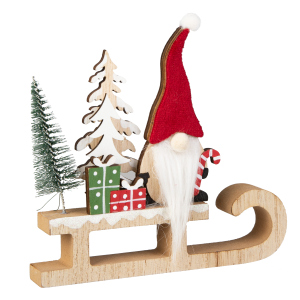 Weihnachtswichtel auf Schlitten - ca. 15,5 x 2 x 13,5 cm