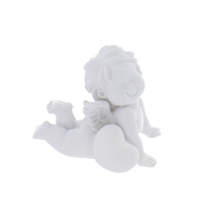 Putte liegend mit Herz - ca. 11,5 x 9 x 9,5 cm