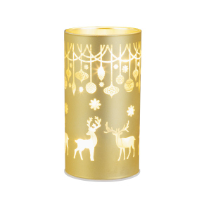 Zylinder Hirsche mit LED - ca. 8 x 15 cm