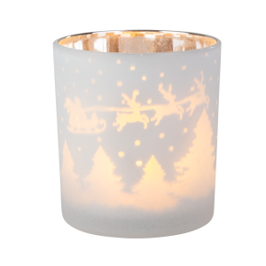 Teelichtglas Winterszene - ca. 7 x 8 cm
