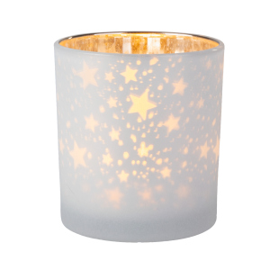 Teelichtglas gerade weiß - ca. 7 x 8 cm