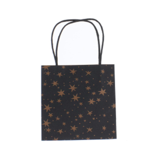 Geschenktasche Sterne - schwarz/gold - ca. 16 x 8 x 16 cm