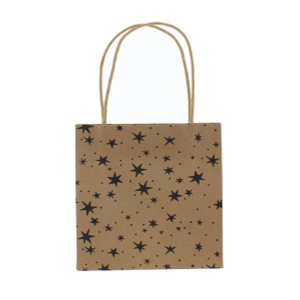 Geschenktasche Sterne - braun/schwarz - ca. 16 x 8 x 16 cm