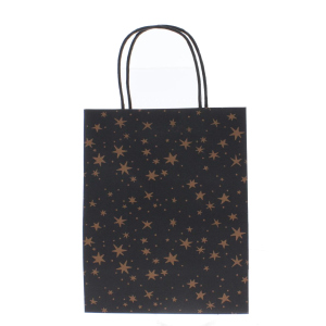 Geschenktasche Sterne - schwarz/gold - ca. 20  x 11 x 25 cm