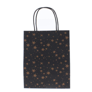 Geschenktasche Sterne - schwarz/gold - ca. 25  x 11 x 33 cm