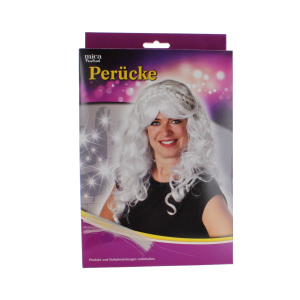 Langhaarperücke - Locken - silber - für Damen