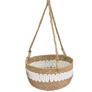 Hängekorb braun/weiß - ca. 25 x 15 cm