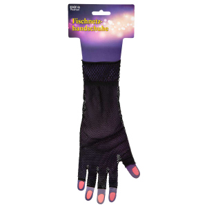 Netzhandschuhe - für Erwachsene - lang - mit Halbfingern - schwarz