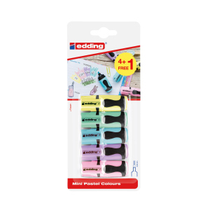 Edding 7 - Mini-Textmarker - Pastellfarben - 4 + 1