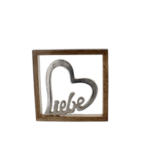 Standdeko - Liebe - Holz und Metall - ca. 20 x 3 x 20 cm