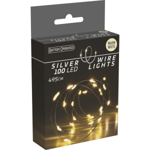 100er LED Lichterdraht - ca. 4,95 m - silber