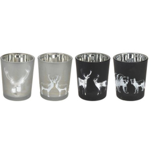 Teelichtglas - silber oder schwarz - ca. 7 cm