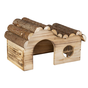 Nagerzubehör - Nagerhaus Natur mit geschungenem Dach - ca. 29 x 18 x 18 cm