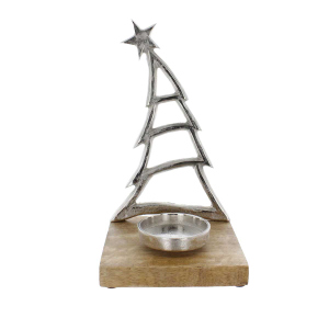 Teelichthalter Baumsilhouette - ca. 15 x 15 x 27 cm