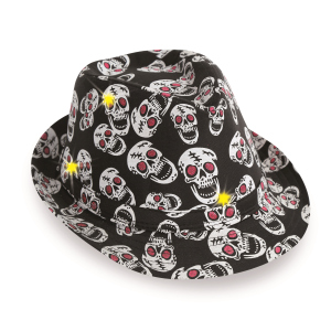 Hut - mit Totenköpfen - blinkend - schwarz/weiß/rot