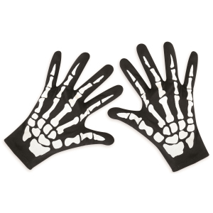 Skeletthandschuhe - Fasching - Einheitsgröße Erwachsene - schwarz
