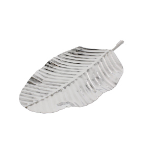 Dekoteller - Blatt - silber - ca. 46 x 23 cm